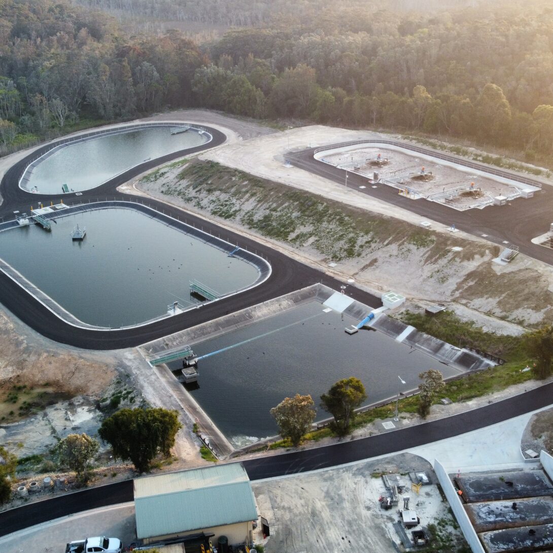 Leed - Image shows drone image of the sewage treatment plant.