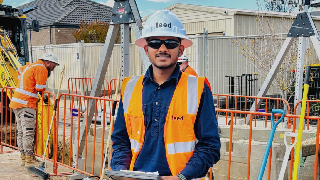 Leed - Leed site engineer Gaurav gopi on site in northern Adelaide