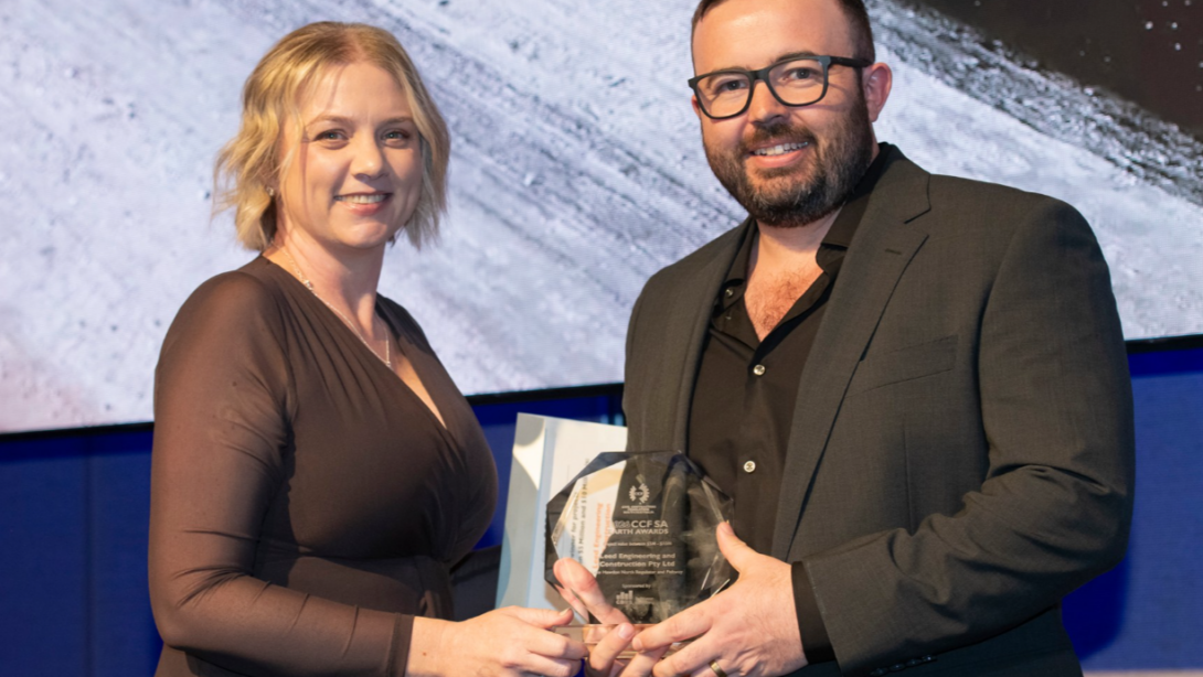 Leed - Leed Engineering project manager Callum Cusack is pictured receiving a 2026 CCFSA Earth Award